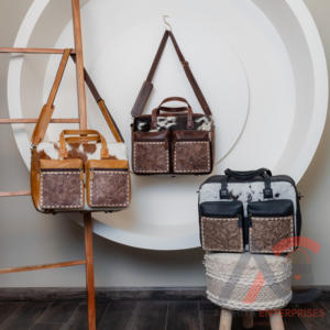 Western 100% pelo genuino en bolso de mensajero de cuero mecanizado/maletín para ordenador portátil oculto llevar documentos bolso de trabajo bolsos de mano para mujer - Product Image 4