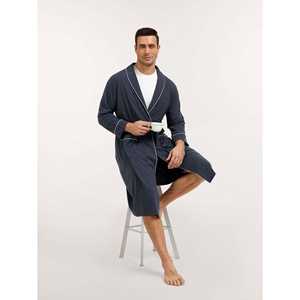 Peignoir en coton de bambou tricoté à manches longues pour homme – Robe de chambre et de spa haut de gamme - Product Image 2