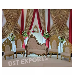 Juego de sofá de boda indio de oro rojo, juego de sofá de boda asiático, juego de sofá de boda para novia y novio - Product Image 3