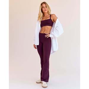 Fusion V-Contour High-Rise Flared Petite <b>Leggings</b> with <b>Pockets</b>-Cherry Lacquer - Product Image 3