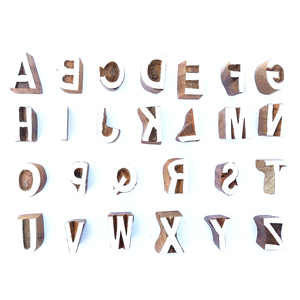 Juego de sellos de alfabeto de bloques de madera de 25 piezas para imprimir diseños y mensajes creativos - Product Image 2