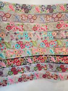 Floral Embroidered Vintage Ethnic Style Tulle Lace Craft Trimming Border Colorful Mesh Embroidery Lace Trim - Product Image 2
