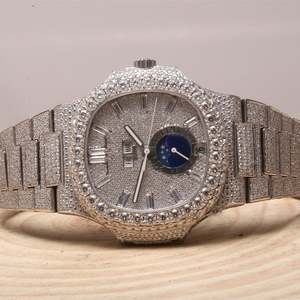 Montre automatique de luxe BRIVA JEWELS pour homme en acier inoxydable Shanghai 42 mm, phase de lune, cadran en cristal saphir, analogique-numérique, cachée - Product Image 1