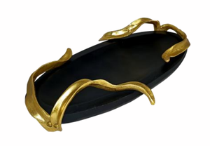 Plateau de service en aluminium et bois de qualité moderne et écologique pour thé café chocolat pour la maison hôtel Ramadan mariage Diwali fêtes - Product Image 4