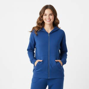 Sweat à capuche avec logo zippé pour l'hiver pour femmes OEM Vente en gros en polaire sur mesure Vêtements d'extérieur décontractés à la mode Streetwear élégant Veste de sport - Product Image 1