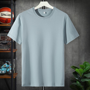 T-shirt en coton Slim Fit pour hommes, sérigraphie, tissu côtelé, col rond, manches courtes, vente en gros à prix de vente DDP Shipping - Product Image 2