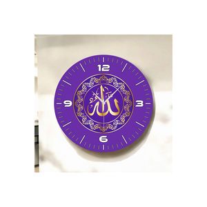 Horloge murale de Table en bois de motif religieux coloré 50cm horloges murales d'affichage de numéro de cadeau de table silencieuse - Product Image 3