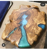 Table basse en bois de résine époxy au design unique pour salon et meubles de salle à manger à vendre
