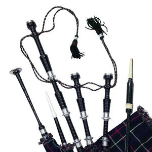 Expertly Crafted Royal Stewart <b>Tartan</b> Bagpipe With Rosewood Brown Detailing for Scottish Custom Made Black Rosewood Bagpipe - Product Image 6