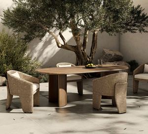 Juego de sofá de jardín para exteriores Suar de teca de caoba de madera maciza de Color Natural Material de ratán con cojín 100319 para hoteles Villas parques - Product Image 1