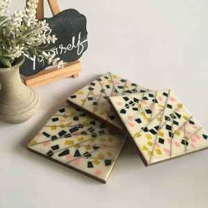 Unique Metal Inlay <b>Resin</b> Coasters Handmade Eco-Friendly Modern Reusable <b>Table</b> <b>Top</b> Coaster Mats & Pads Export Quality Coasters - Product Image 2