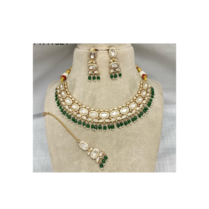 Luxury Kundan Brass <b>Bridal</b> <b>Set</b>-American Diamond <b>Necklace</b> & Earrings for Weddings Engagements Special Occasions - Product Image 1