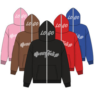 Nouveau design 2025 coton mélangé Full Face Sweat à capuche zippé Over Face Sweats à capuche pour hommes Logo personnalisé Hip Hop Hommes Sweat à capuche zippé - Product Image 1