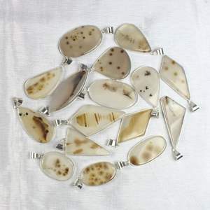 Collar con colgante de ágata de dendrita Shajar de estilo bohemio para mujer, ajuste de bisel Chapado en plata, regalo de joyería - Product Image 6