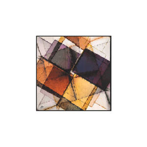 Beige Polyester Twill Square Scarf with Geometric Pattern - Product Image 1