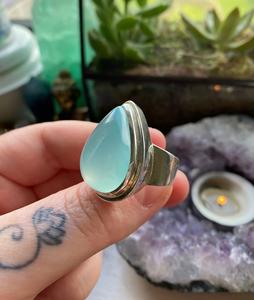 แหวนพลอยพลอยทำด้วยมือทำจากเงินสเตอร์ลิง925ลูกแพร์ดีไซน์โดดเด่นสำหรับงานเลี้ยงของขวัญวันเกิด - Product Image 1