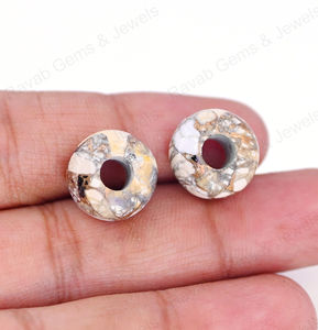 Nouveauté : Perles rondes en howlite turquoise cuivrée de 14x8 mm, pierres précieuses en vrac, grand trou, taille pour boucles d'oreilles tendance, taille 5 mm - Product Image 5