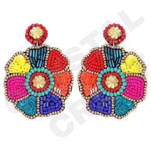 Boucles d'oreilles en perles drapeau étoile USA vintage pour femmes patriotique orange blanc bleu pour mariages ou jours commémoratifs - Product Image 4