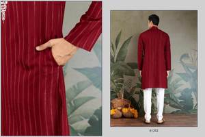 Faites une déclaration sophistiquée avec notre ensemble Designer Fancy Men Kurta/avec des mélanges de lin tissé tissus artisanaux pour l'événement - Product Image 5