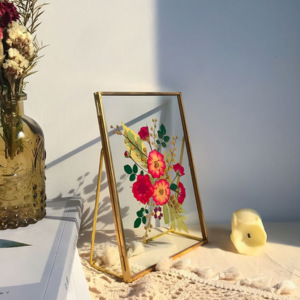 Haute qualité taille personnalisée Double verre support de table en laiton cadre Photo Design classique décor à la maison produit de mariage - Product Image 5