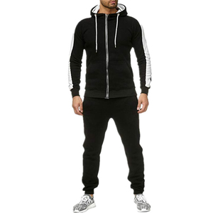 Hombres Otoño Invierno Casual Sólido Conjuntos Raya Cremallera Chándales Sudadera Pantalones Jogging Ropa Traje Deportivo Chándales para hombres OEM - Product Image 4