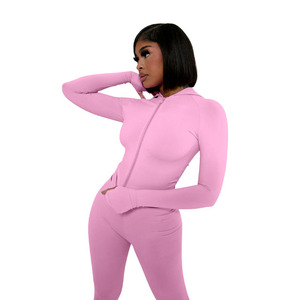 Combinaisons athlétiques d'entraînement hautement extensibles avec logo personnalisé pour femmes 2Pcs Gym Fitness Sets Jumpsuit for Ladies - Product Image 4