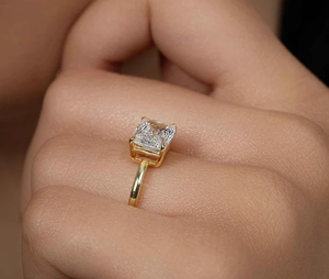 Anillo de diamante de moissanita de corte radiante Anillo de compromiso personalizado de Plata de Ley 925 Anillo de HIP HOP y otras joyas de diamantes - Product Image 1