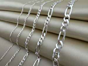 Chaîne Figaro en argent sterling 925 d'excellente qualité pour hommes et femmes Designer fait à la main Design classique à la mode Taille personnalisée - Product Image 2