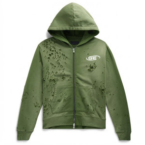 Sweat-shirts pour hommes délavés de qualité supérieure, 100 % coton, imprimés sur mesure, style zippé, pour l'hiver, décontractés et tendance, directement de l'usine - Product Image 1