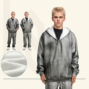 Street Style Vintage Spray Couleur Logo Personnalisé Hommes À Capuche Poids Lourd 345gsm Rembourré Coton Zip Hommes Hoodies DDP Expédition - Product Image 2