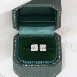 Pendientes de Botón de Plata de Ley 925 con Diamantes Simulados Tishya Diamond de 2 Quilates, Estilo Vintage para Mujer - Product Image 5