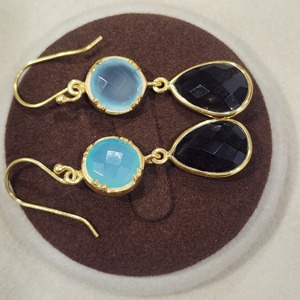 Pendiente colgante hecho a mano de piedra preciosa ahumada con corte redondo chapado en oro Natural de Plata de Ley 925 - Product Image 5