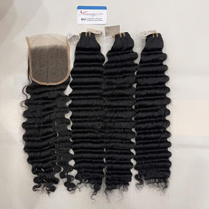 Gran Descuento en Extensiones de Cabello con Ondas Profundas, Sin Caída, Color Negro, Cabello Humano Vietnamita Virgen - Product Image 4