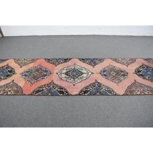 Tapis, 3,2 x 12,3 pieds, tapis vintage, tapis bleu patchwork en laine - Product Image 4