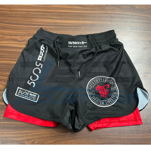 Hybrid <b>Shorts</b> Double Layer <b>Shorts</b> 2 in 1 <b>Shorts</b> for Fight Mma Bjj <b>Grappling</b> Custom Logos Microstretch Fabric Made in Pakistan - Product Image 1