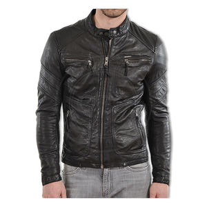 Manteaux de motards avec logo personnalisé OEM en cuir véritable pour hommes - Product Image 1