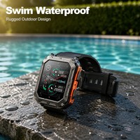 Montre connectée RANGER C20Pro, écran carré IPS de 1,83 pouce, moniteur de fréquence cardiaque, SpO2, tension artérielle, étanche pour la natation, pour hommes