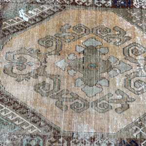 3.8x9.3 ft Turkish Rug, <b>Brown</b> Plants & trees Vintage Rug <b>Wool</b> - Product Image 4