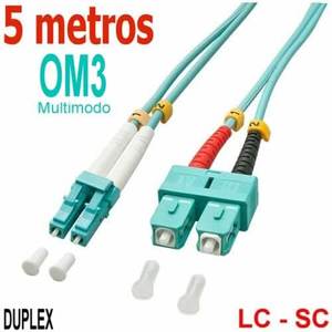 Cable de Fibra Óptica Dúplex SC-LC OM3 de 5 Metros para Red y FTTH - Product Image 1