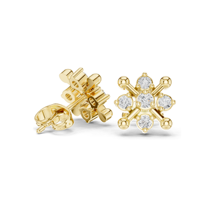 Boucles d'oreilles clous en diamant flocon de neige 0,33 CT, diamants de laboratoire VVS-VS clarté EF, or 18 carats, 14 carats, 10 carats et argent 925, rose, jaune - Product Image 4