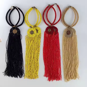 Multi Color Rice Beads <b>Chandelier</b> <b>Earrings</b> with Tassel Jewelry for Women and Girls Handmade from Indian Manufacturer - Product Image 5