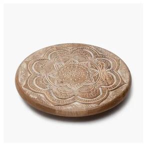 Servidor de alimentos y bebidas conveniente Lazy Susan de madera circular floral ecológico para cocina y vajilla platos y platos impresos - Product Image 2
