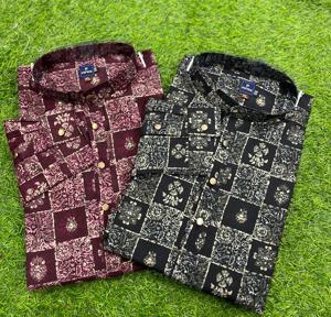 Le dernier tissu en soie de coton lourd de qualité supérieure imprimé en feuille multicolore vêtements de cérémonie traditionnels indiens et pakistanais pour hommes - Product Image 3