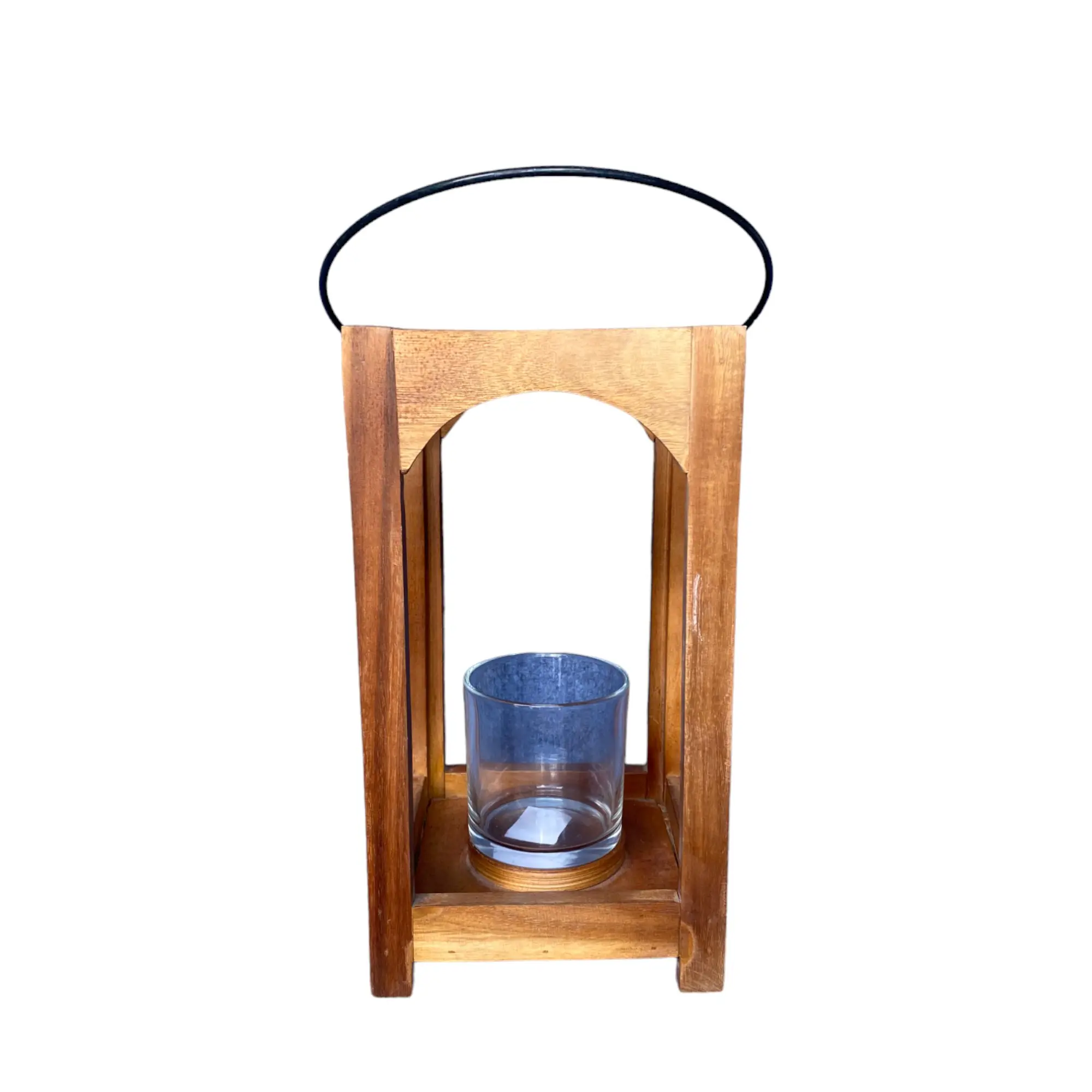 Linterna de vela de madera marrón Natural de nuevo diseño para mesa, sala de estar faroles de madera para Juego de 2, la mayoría de las ventas