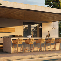 Chaise de bar extérieure en aluminium, siège en corde d'oléfine, bord de piscine, qualité commerciale, vente directe