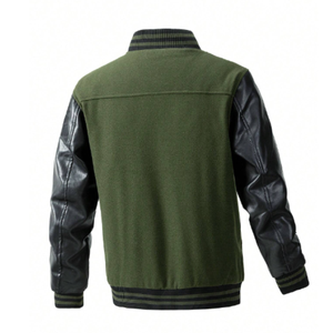 Veste universitaire pour hommes avec manches en cuir véritable et laine mélangée Letterman Boys College Varsity Jackets - Product Image 1