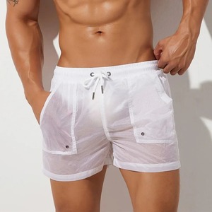 Pantalones de Bikini sexis para hombre, pantalones cortos de malla suave y sedosa con cierre de cintura elástica, pantalones de pijama con abertura lateral, ropa de dormir cómoda - Product Image 1
