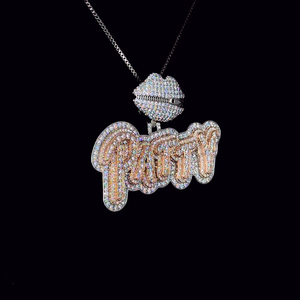 Collar con Colgante de Plata 925 y Oro de 18K con Moissanita Personalizado por Patty, con Logotipo, Diamante de Oro de 18K para Fiestas o Colgantes con Dijes - Product Image 3