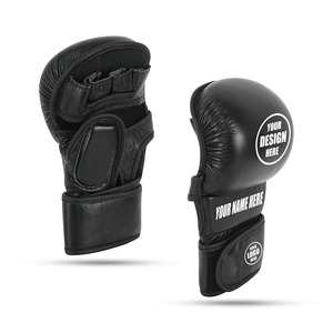 Gants de boxe demi-doigt sur mesure de haute qualité en cuir de vachette véritable professionnel MMA Muay Thai UFC gants de tir - Product Image 3