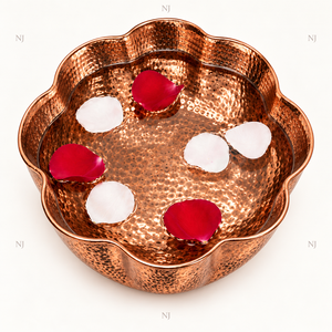 Bassin de pédicure en cuivre martelé fait main NJ, bord festonné, pour bain de pieds et spa à domicile - Product Image 2